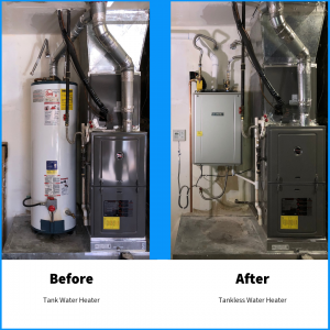 tank vs tankless water heater in the garage
