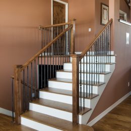 Stairs with a solid wood tread